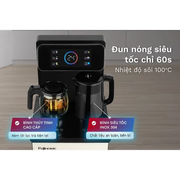 Cây Nước Nóng Lạnh Bình Âm Kết Hợp Bàn Pha Trà Cafe Fujihome TBD22