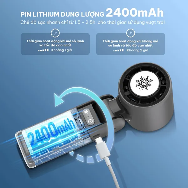 Quạt Sạc Cầm Tay Có Sò Lạnh Comet CRF1302 10W