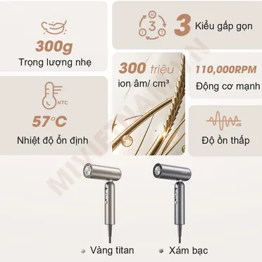 Máy Sấy Tóc Tốc Độ Cao Dreame AHD51 Hair Pocket Màu Vàng Đồng 5