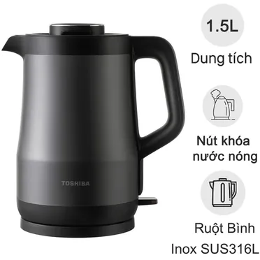 Bình Đun Siêu Tốc Chống Tràn Toshiba KT-15DRTVN(H) 1.5 Lít