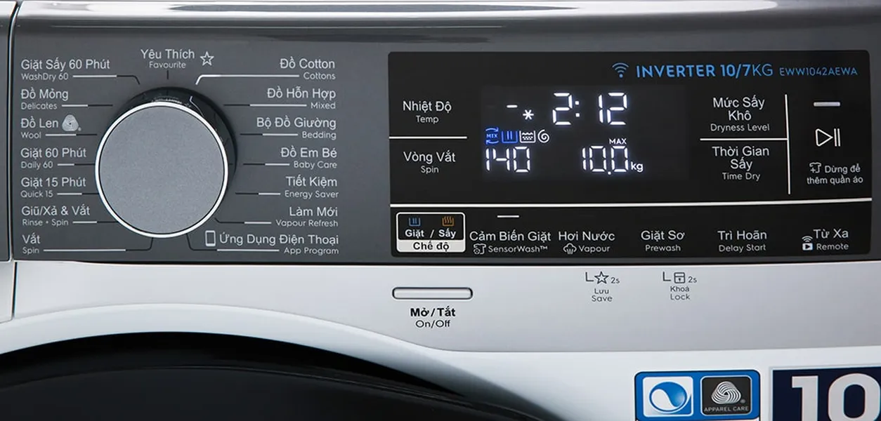 Máy Giặt Sấy Electrolux Inverter 10/7 Kg EWW1042AEWA