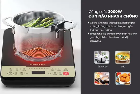 Bếp Từ Đơn Sunhouse SHD6869 2000W (Tặng Kèm Nồi) 11
