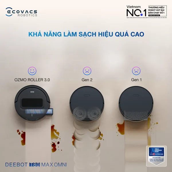 Robot Hút Bụi Lau Nhà Ecovacs T80 Max Omni Black