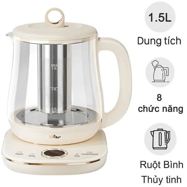 Bình Nấu Trà Đa Năng Bear YSH-E15M1 1.5 Lít