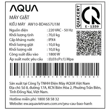 Máy giặt Aqua Inverter 10 Kg AW10-BD4657U1M(GN) 7