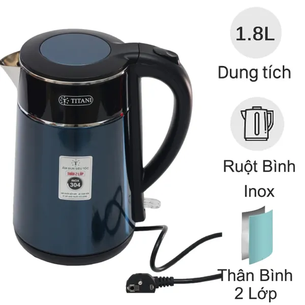 Bình Đun 2 Lớp Cao Cấp Titani TK-2017B