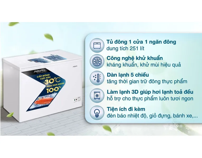 Tủ Đông Aqua 251 Lít AQF-C3501S