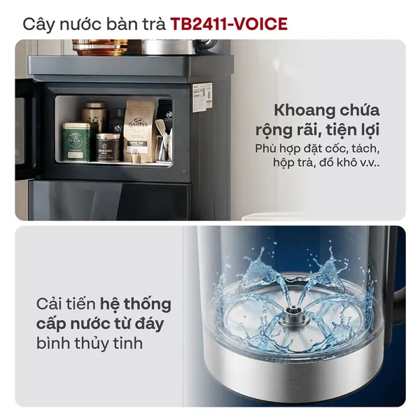 Cây Nước Bàn Trà Điều Khiển Bằng Giọng Nói Fujihome TB2411N-Voice
