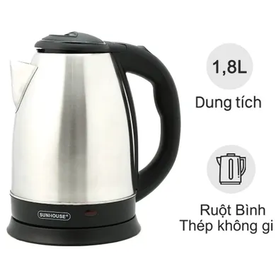 Bình đun siêu tốc inox 1.8 lít Sunhouse SHD-1182