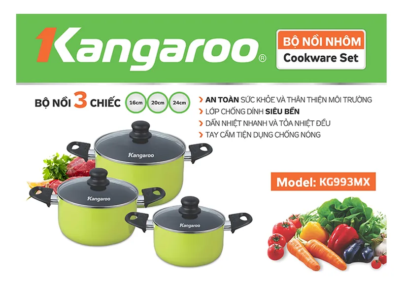 Bộ Nồi Nhôm Kangaroo KG993MX