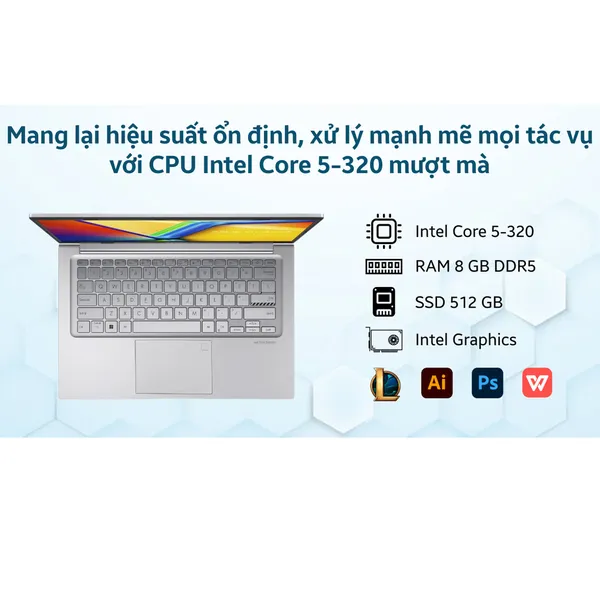 Laptop ASUS Vivobook 14 X1404MA-EB219W (Core 5-320/8GB/512GB)