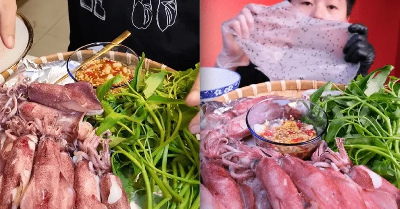 Cách làm mực hấp cuốn rau muống giòn ngon ngay tại nhà