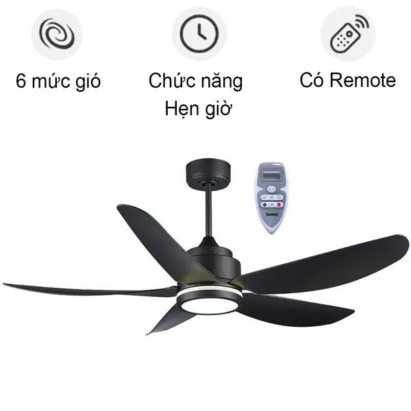 Quạt trần BENNY BFC52LUXW, màu cà phê