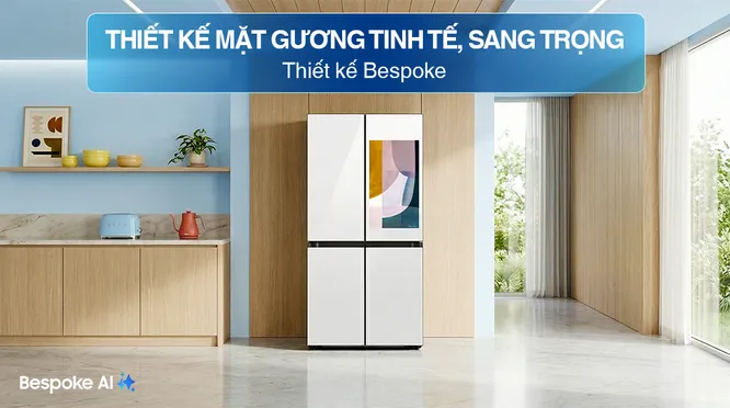 Tủ Lạnh Samsung Inverter 636 Lít Bespoke RF65DB990012SV Trắng Thạch Anh