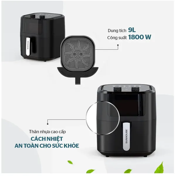 Nồi Chiên Không Dầu Sunhouse SHD4037 9 Lít