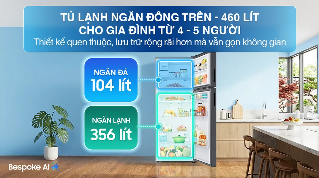 Tủ Lạnh Samsung Bespoke Inverter 460 Lít RT47CB66868ASV