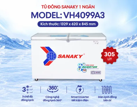 Tủ Đông Sanaky Inverter 305 Lít VH-4099A3 0