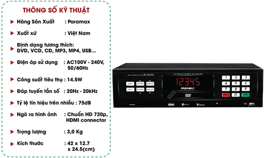 Đầu Karaoke Paramax LS3000