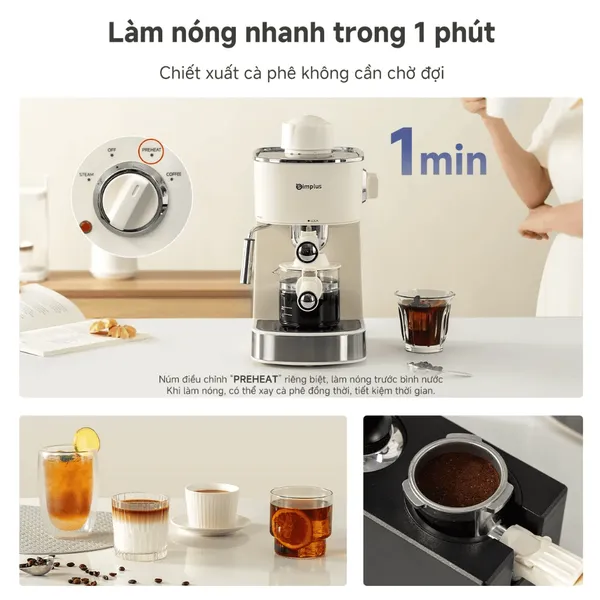 Máy Pha Cà Phê Có Bình Chứa Nước Simplus KFJH021CW00