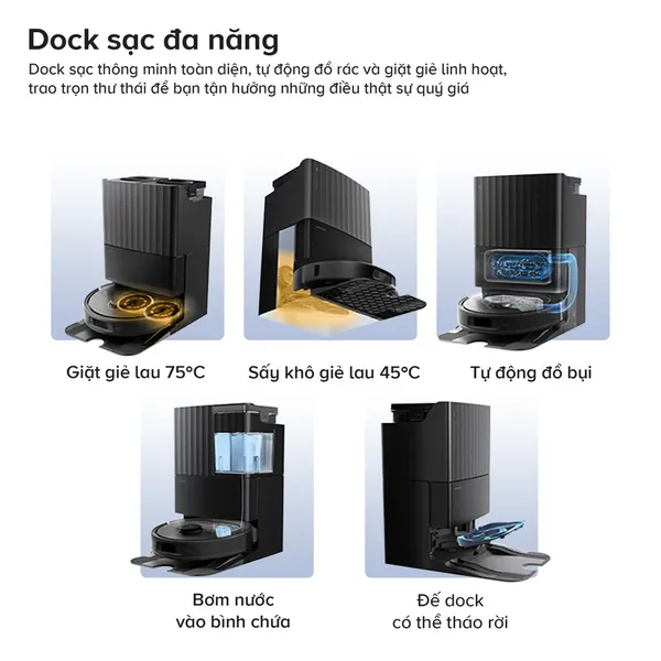 Robot Hút Bụi Roborock Qrevo S Pro Màu Đen