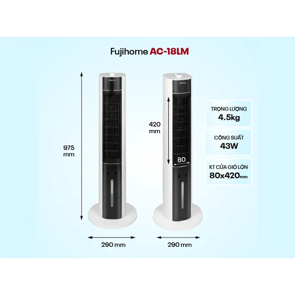 Quạt Tháp Hơi Nước Fujihome AC-18LM 43W