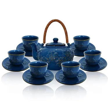 Bộ ấm trà hoa văn chạm nổi (TP003)