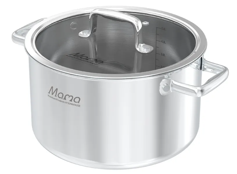 Bộ Nồi Chảo Inox Hybrid Liền Đáy Sunhouse Mama SHG810
