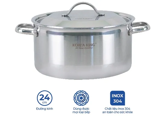 Nồi Inox 5 Lớp Đáy Liền Korea King KP-24S5PLY 5 Lít
