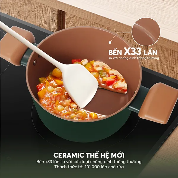 Bộ Nồi Chống Dính Ceramic Elmich Harmony EL5246PT01 Size 18, 20, 24cm
