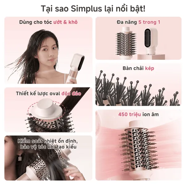 Lược Sấy Tạo Kiểu Simplus RFSH005PK00