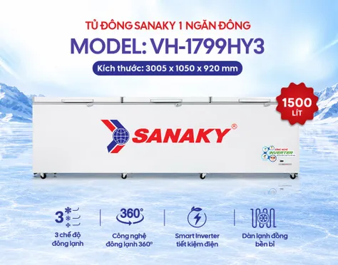 Tủ Đông Sanaky Inverter 1500 Lít VH-1799HY3 0