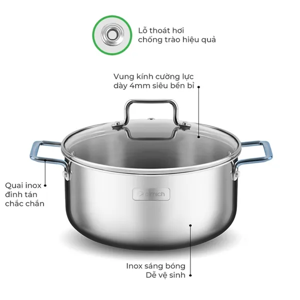 Bộ nồi inox liền khối Elmich Trimax XR EL-3842 16, 20cm