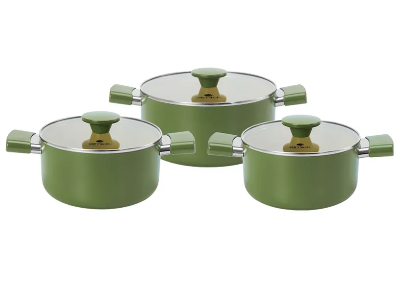 Bộ Nồi Chống Dính Ceramic Elmich Olive Classic EL5229OV03 Size 18, 20, 24cm