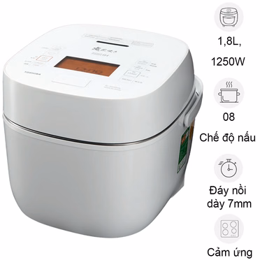 Nồi Cơm Áp Suất Cao Tần Toshiba Japandi 1.8 Lít RC-18VXWVN(W)