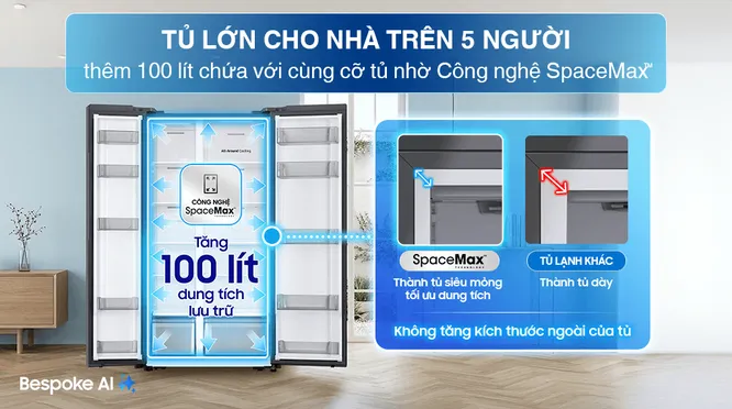 Tủ Lạnh Samsung Inverter 578 Lít Side By Side RS57DG410EB4SV