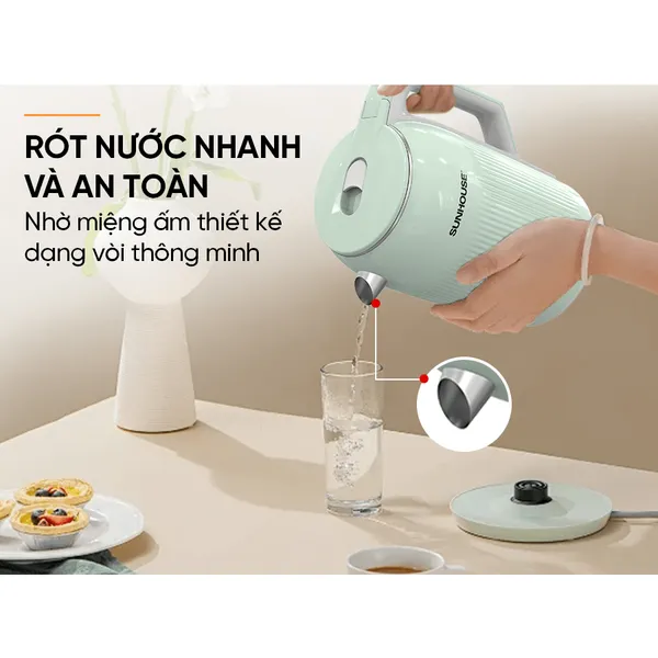 Ấm Đun Siêu Tốc Inox 2 Lớp Sunhouse SHD1364 2.8 Lít