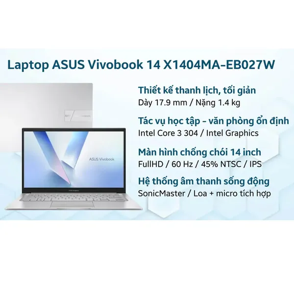 Laptop ASUS Vivobook 14 X1404MA-EB027W
