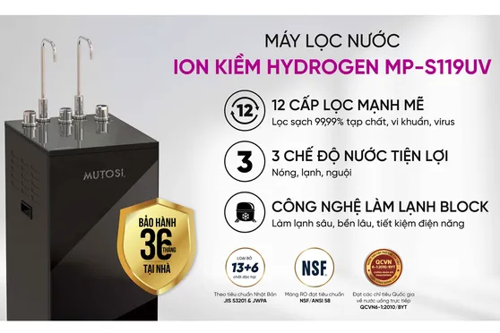 Máy Lọc Nước Nóng Lạnh Nguội Đèn UV Khử Khuẩn Mutosi MP-S119UV 11 Lõi 12