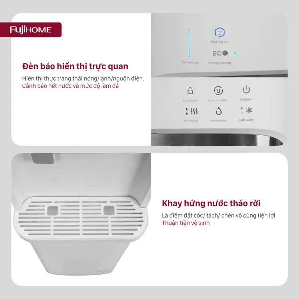 Cây Nước Nóng Lạnh Bình Âm Kèm Chức Năng Làm Đá Fujihome WD628C-IM