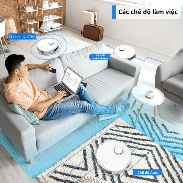Robot Hút Bụi Lau Nhà 8 Trong 1 Shimono LS68W Max