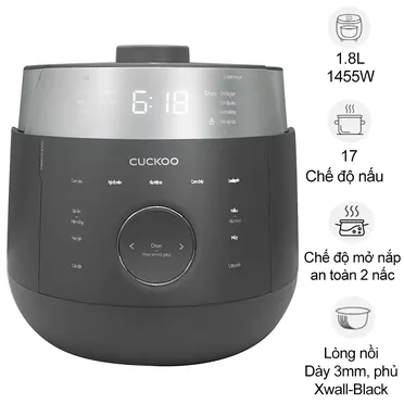 Nồi Cơm Điện Tử Áp Suất Cao Tần Cuckoo CRP-LHBR1000F/GRGRCRCKV 1.8 Lít - Hàn Quốc