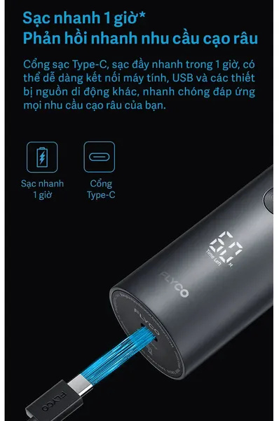 Máy Cạo Râu Điện Flyco FS965VN Màu Đen