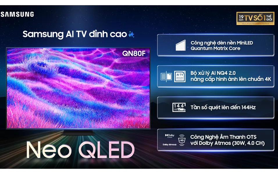 Smart AI Tivi Samsung Mini LED 4K 65 Inch QA65QN80F