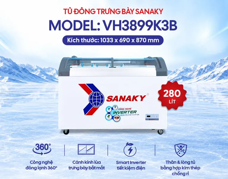 Tủ Đông Sanaky Inverter 280 Lít VH-3899K3B
