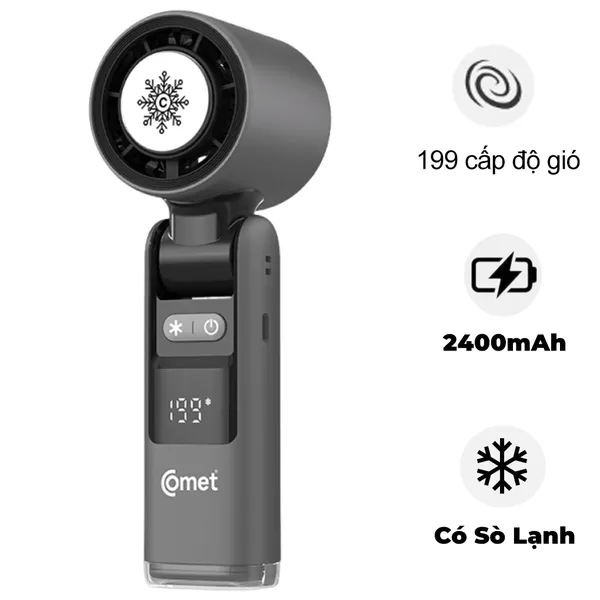 Quạt Sạc Cầm Tay Có Sò Lạnh Comet CRF1302 10W