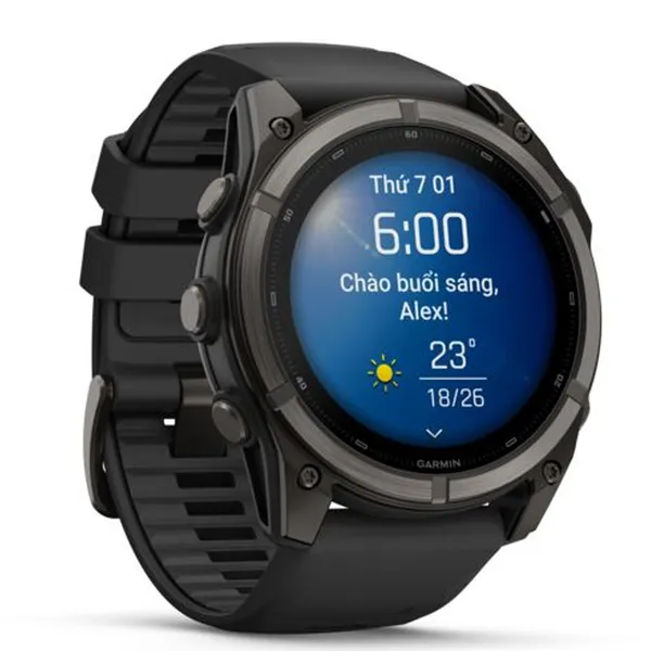 Đồng Hồ Thông Minh Garmin fenix 9 51mm Viền Titanium Carbon Dây Silicone