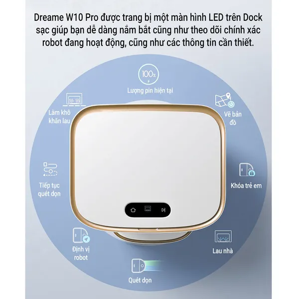 Robot Hút Bụi Lau Nhà, Tự Giặt Giẻ Lau Dreame W10 Pro