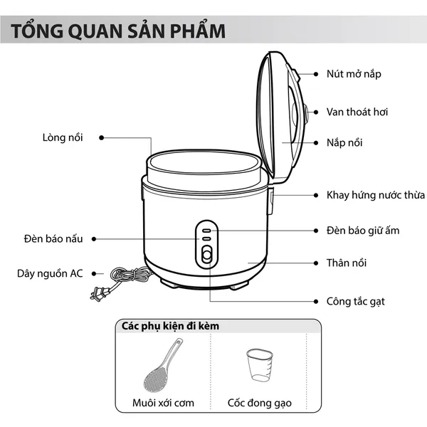 Nồi Cơm Nắp Gài Simplehome DRC-10020 1.8 Lít