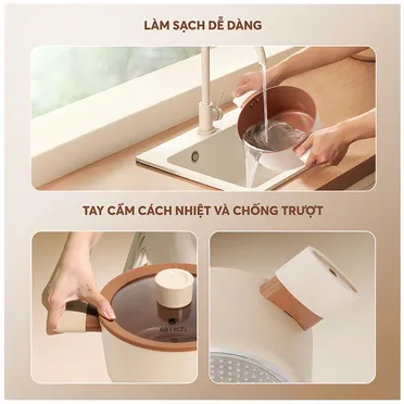 Bộ Nồi Chống Dính Ceramic Elmich Mocha EL5243MC04 Size 18,20,24, Quánh 16cm 20