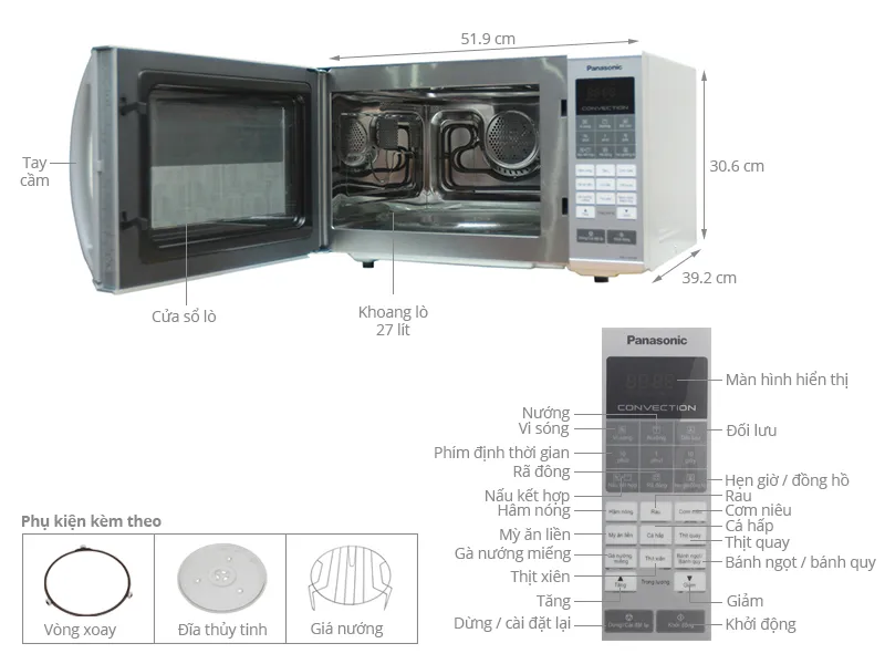 Lò vi sóng Panasonic NN-CT655MYUE 27 lít